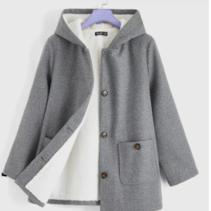 Dual Pocket Button Front Hooded Coat