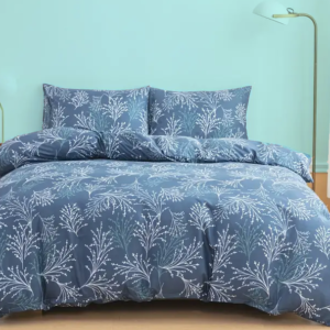 3pcs Blue Floral Print Duvet Cover Set (1 Duvet Cover + 2 Pillowcase, Without Quilt And Pillow Core), Super Soft And Comfortable Breathable Bedding Set, Suitable For Bedrooms And Guest Rooms Zipper Quilt Cover + Pocket Pillowcase