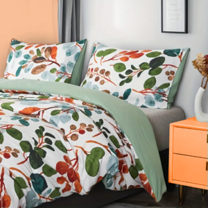 3pcs Soft And Comfortable Leaf Print Duvet Cover Set With Matching Pillowcases - Perfect For Bedroom And Guest Room Decor (1 Duvet Cover + 2 Pillowcases)