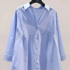 Solid Color Button Front Shirt, Casual Long Sleeve Blouse For Spring & Fall, Women's Clothing