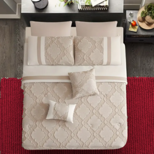 2/3pcs Beige Jacquard Duvet Cover Set (Duvet Cover*1+Pillowcase 1/2, Without Core) Skin-friendly Soft And Comfortable Fashion And Aesthetic Flower Cutting Splicing Craft Style Duvet Cover Set Bedroom Hotel Bedding Four Seasons Universal